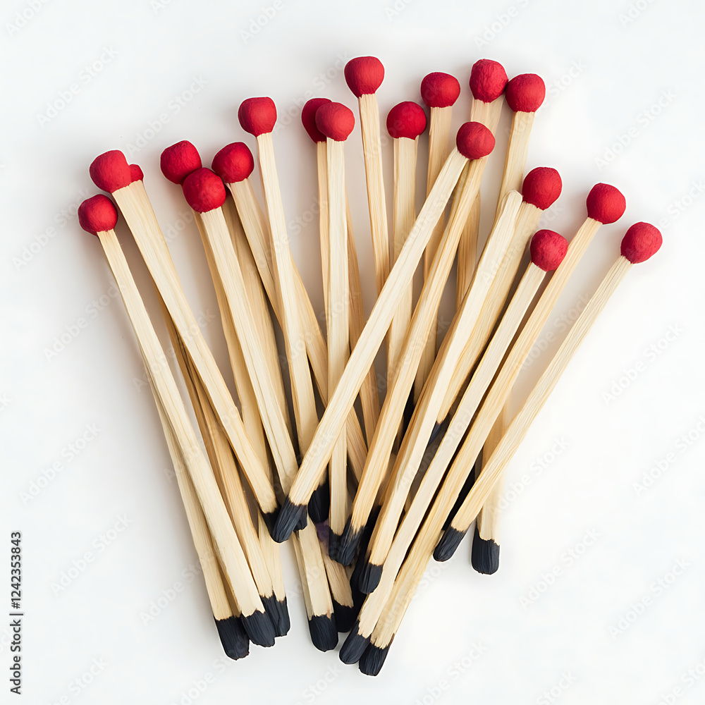 Many matches for fire making, on a white background Many matches for fire making, on a white background
