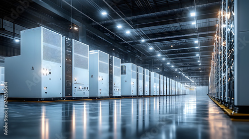 Energy storage solutions in a modern facility with white electrical systems