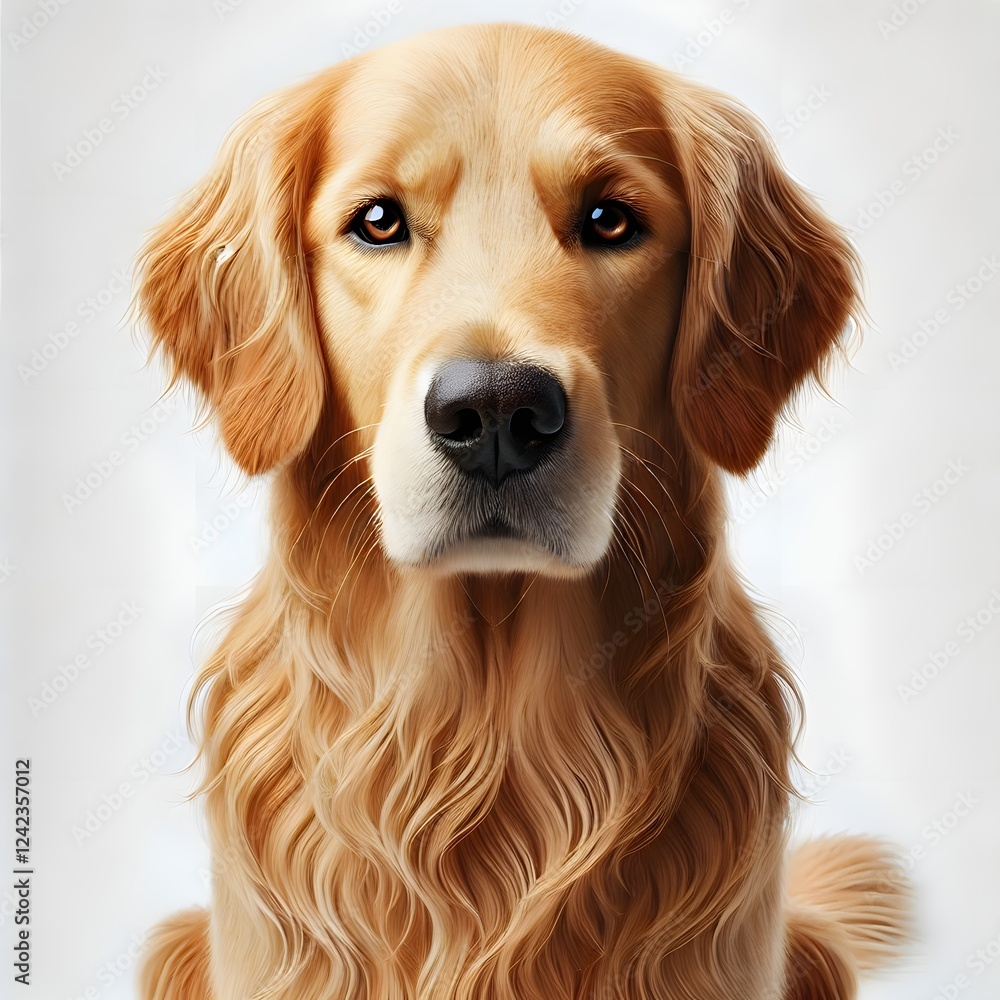 Fototapeta premium Golden Retriever with wavy fur and deep brown eyes