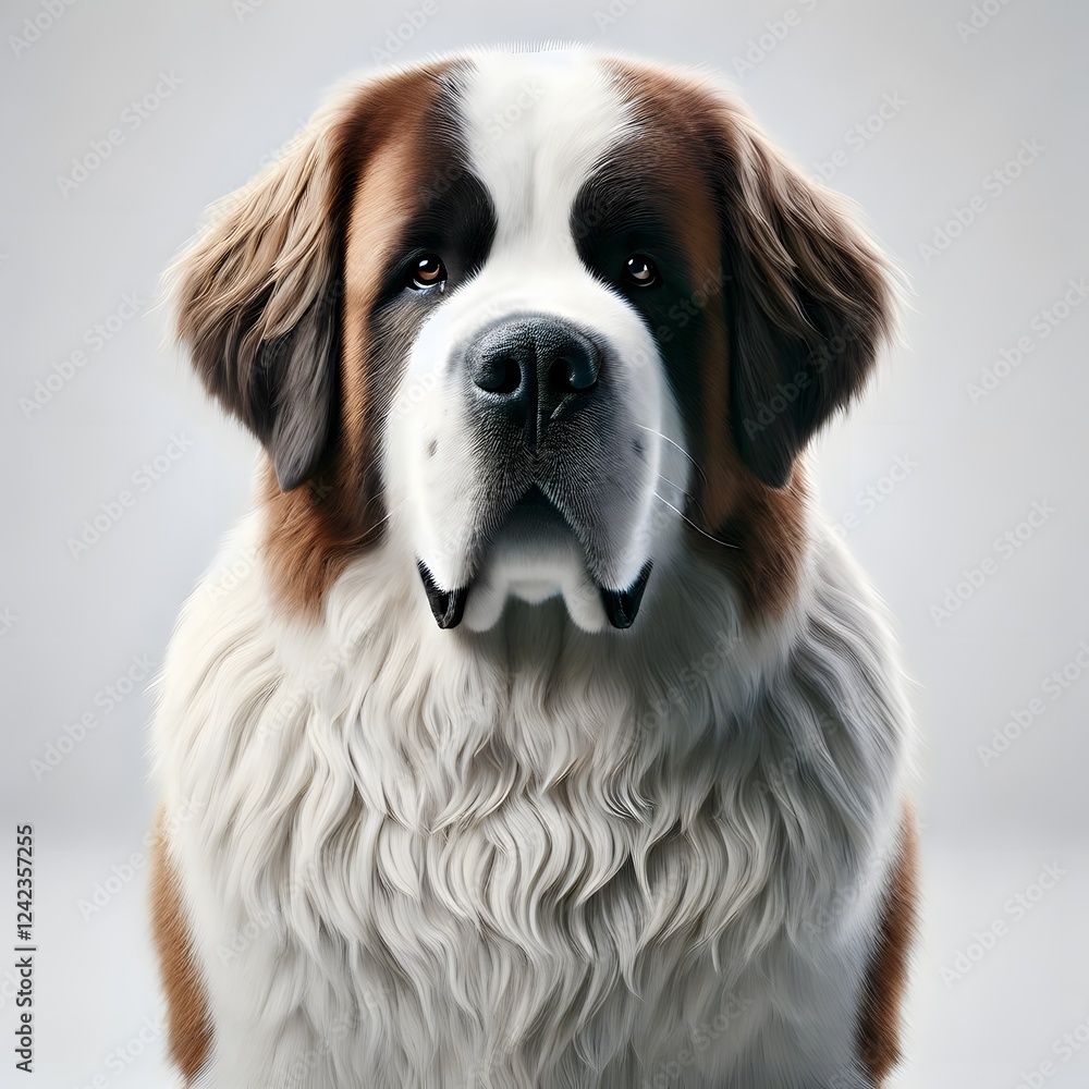 Saint Bernard dog with thick fur and gentle expression Saint Bernard dog with thick fur and gentle expression