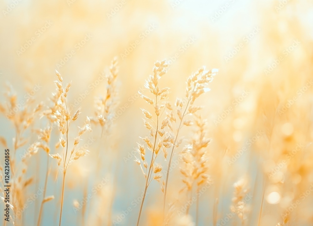 Golden Grass Field Sunrise Background Golden Grass Field Sunrise Background