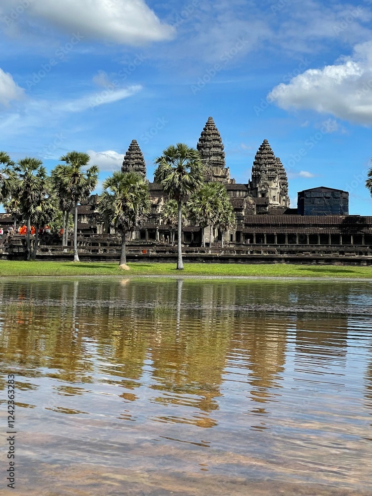 Naklejka premium Angkor Archaeological Park, Siem Reap, Cambodia. Angkor Wat in the background