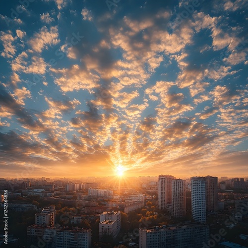 Wallpaper Mural Dramatic Golden Hour Illuminating Wispy Clouds Over Modern Cityscape With Stunning Vivid Colors And Details long title Dramatic golden hour sunlight Torontodigital.ca