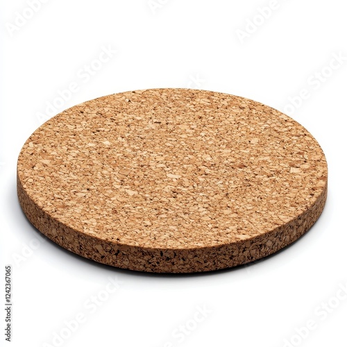 Natural Cork Coaster Round, Textured, and Eco Friendly, Generative AI.