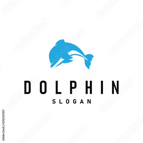 simple design open sea animal dolphin logo with simple sea dolphin concept illustration template