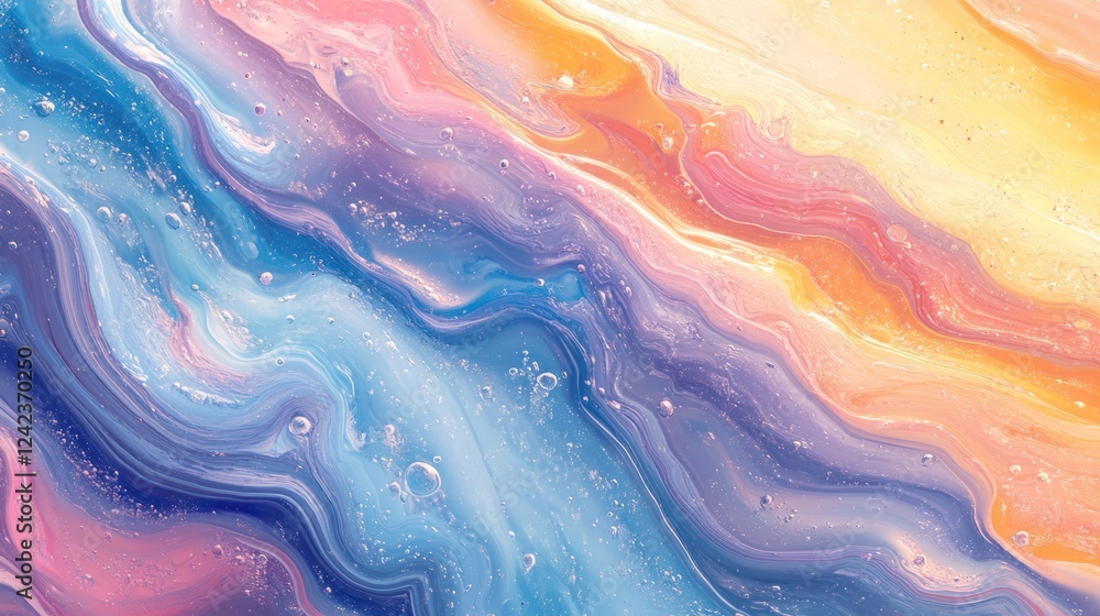 Obraz premium Abstract fluid art painting with pastel colors and flowing texture.