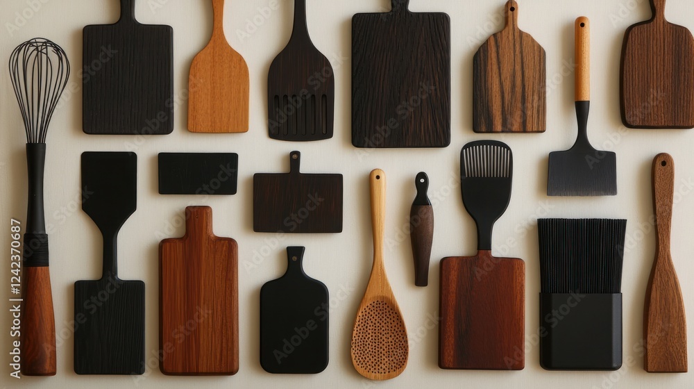 Obraz premium Elegant Kitchen Utensils and Cutting Boards Collection