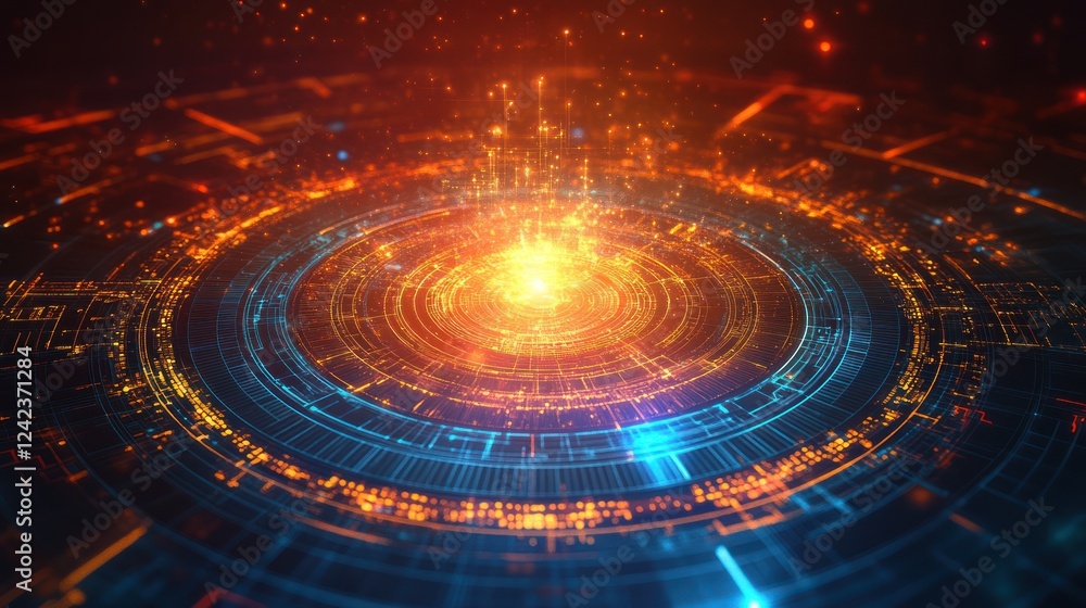 Abstract glowing circular tech background. Abstract glowing circular tech background.