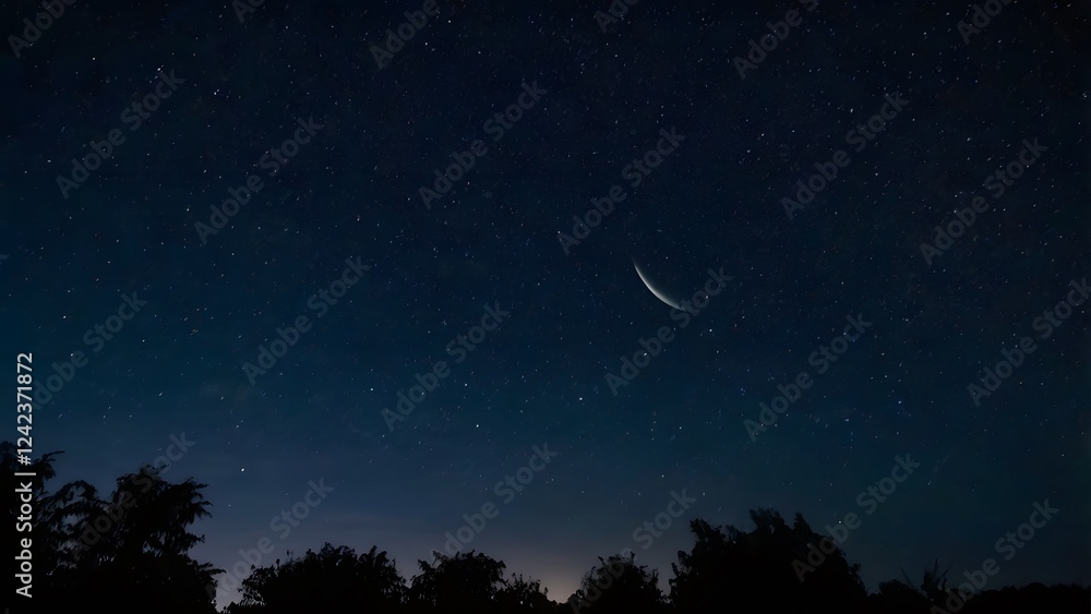 Naklejka premium night sky with clouds and stars