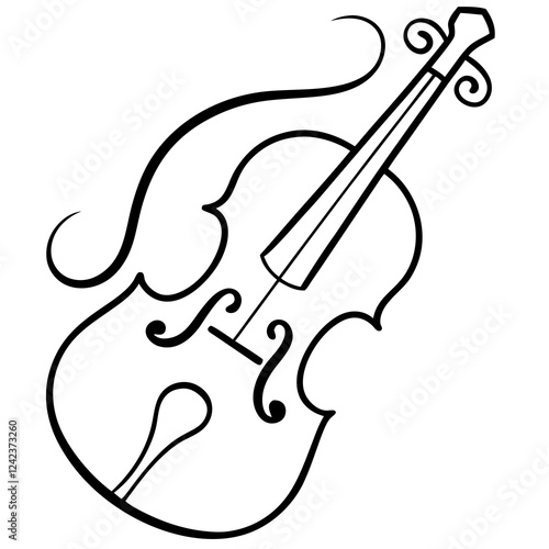 Abstract Continuous Line Art Violin in flowing style representing musical expression