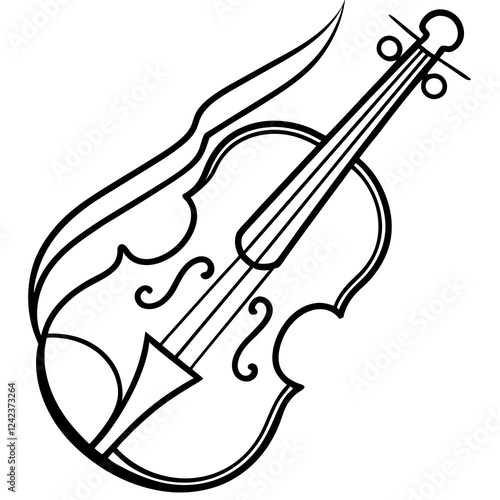 Abstract Continuous Line Art Violin in elegant style representing musical harmony