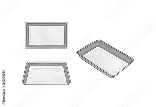 Steel gray rectangular meal serving plate