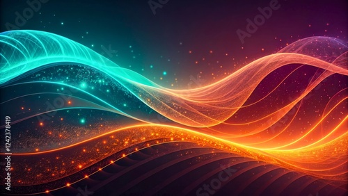 Wallpaper Mural Abstract Colorful Wave Patterns with Bright Light Trails and Sparkles in Deep Background Torontodigital.ca
