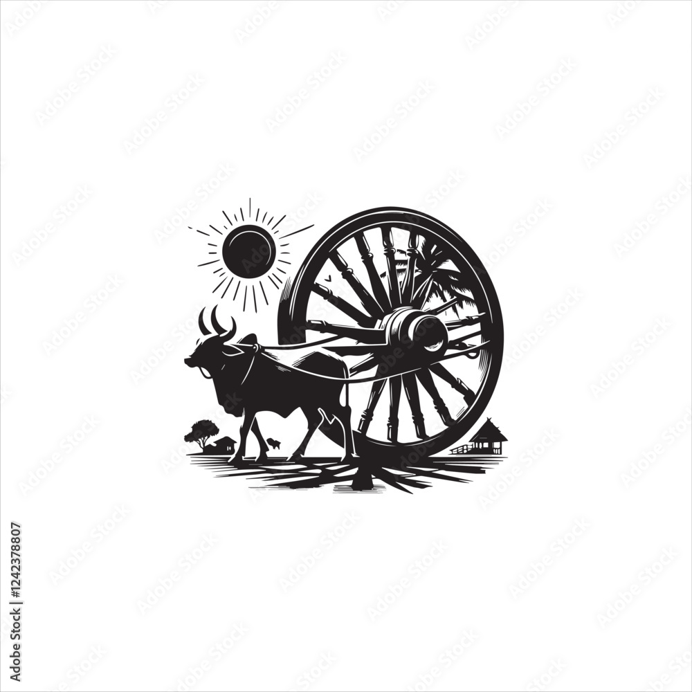 Fototapeta premium Black silhouette wheel vector