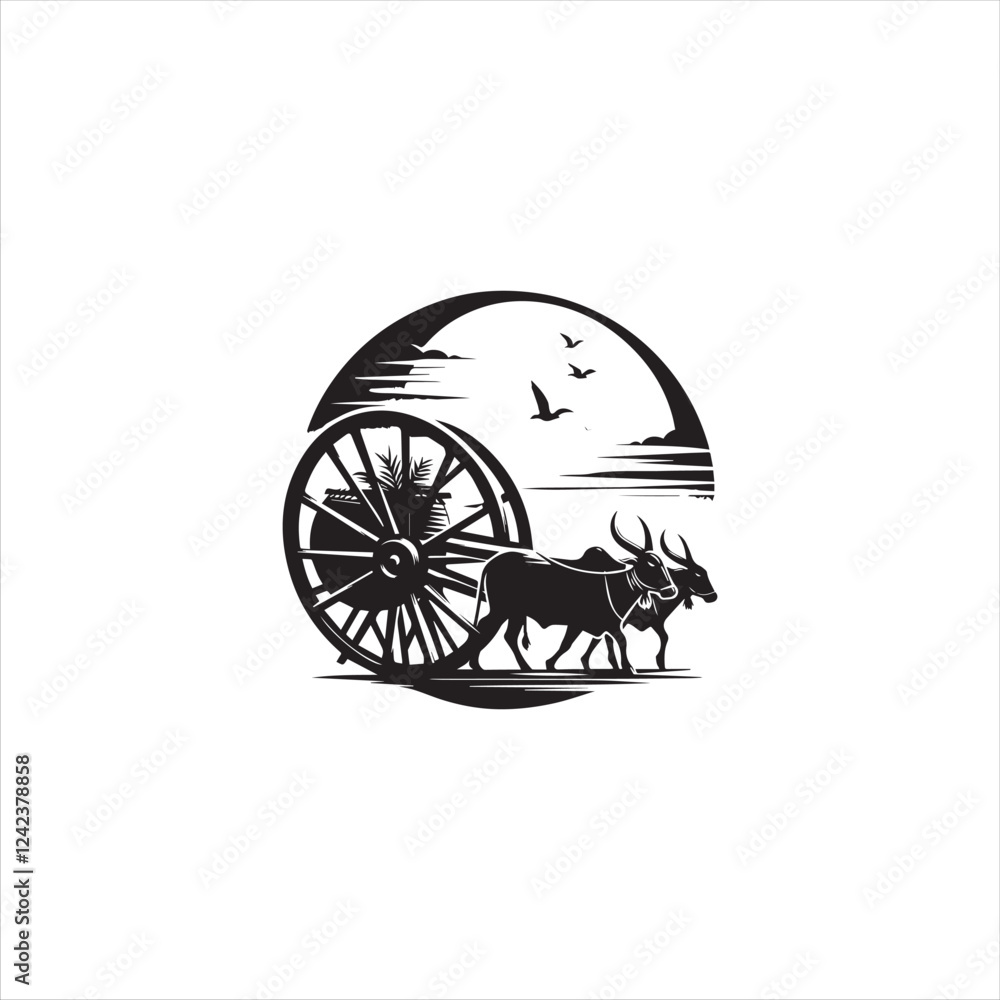Fototapeta premium Black silhouette wheel vector