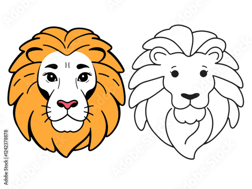 Vector Minimalist Lion Mane Isolated Background