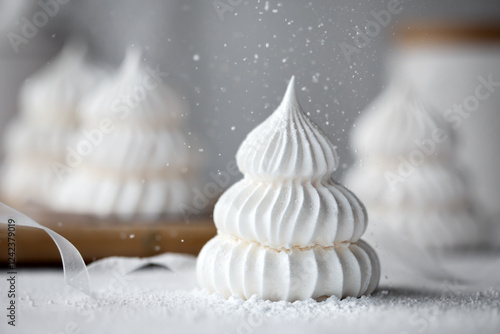 Festive meringue Christmas trees photo