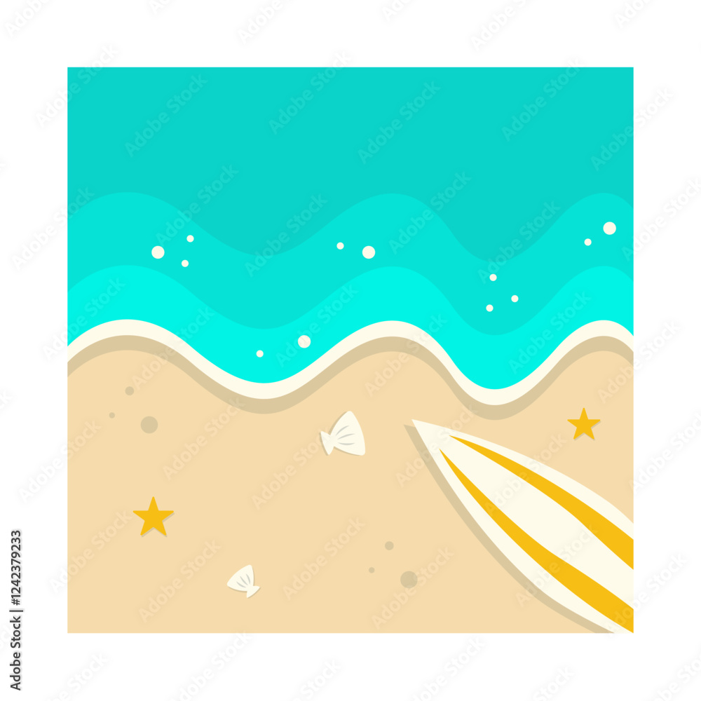 Naklejka premium Beautiful Beach Background. Vector Illustration with Cartoon Design Concept