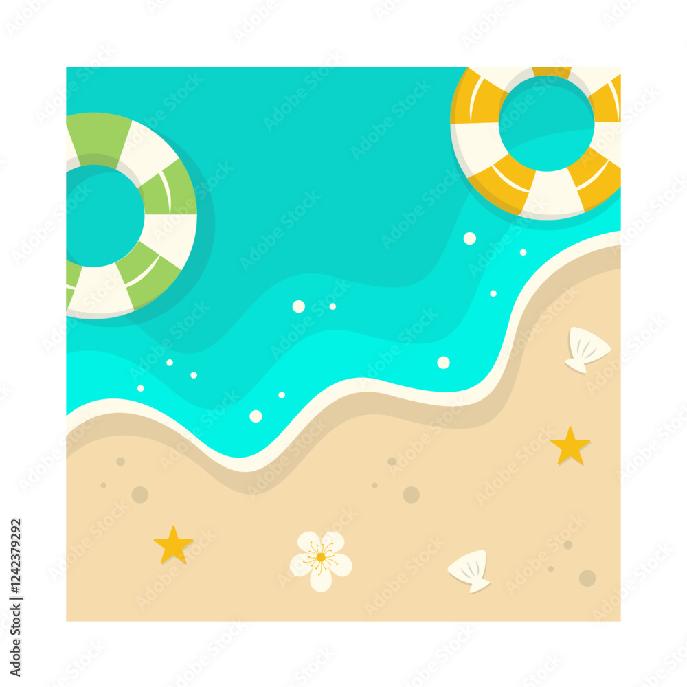 Beautiful Beach Background. Vector Illustration with Cartoon Design Concept Beautiful Beach Background. Vector Illustration with Cartoon Design Concept