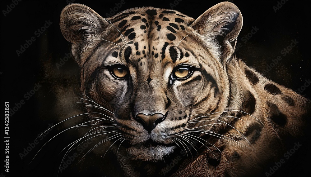 Obraz premium Clouded Leopard on a black background