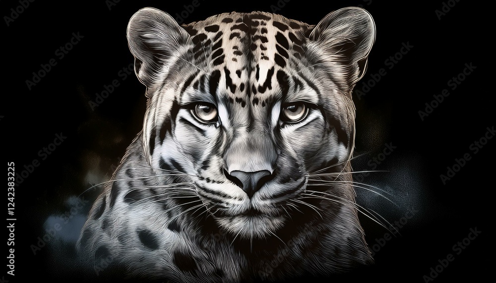 Clouded Leopard on a black background Clouded Leopard on a black background