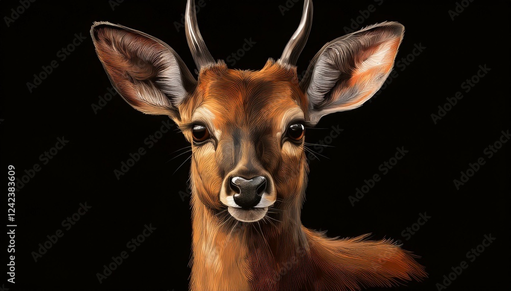 Obraz premium Bawean Deer on a black background