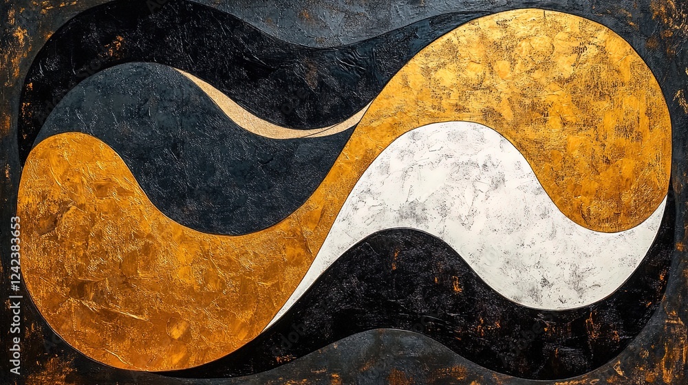 A bold oil texture background with flowing black, white, and gold patterns A bold oil texture background with flowing black, white, and gold patterns