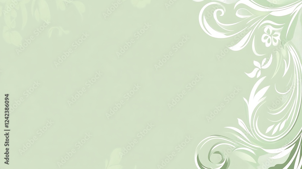 Green floral design, pastel background, invitation Green floral design, pastel background, invitation