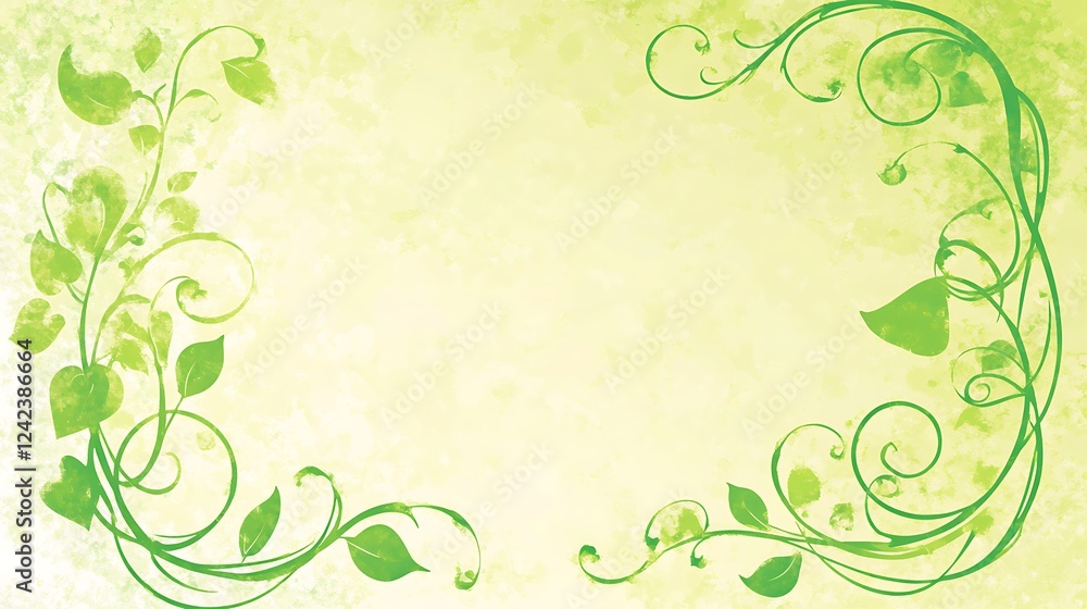 Green floral frame, spring design, nature background Green floral frame, spring design, nature background