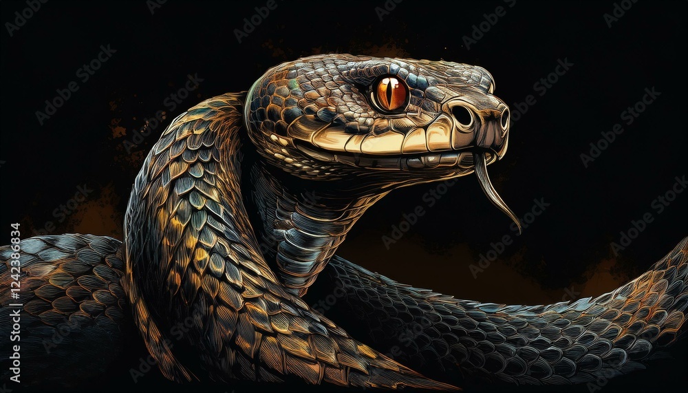 Fototapeta premium Cobra on a black background