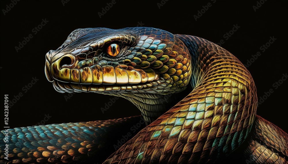 Fototapeta premium Cobra on a black background