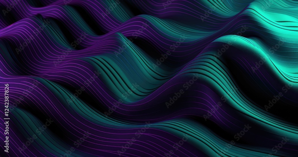 Abstract waves of purple and teal create a dynamic visual flow. Abstract waves of purple and teal create a dynamic visual flow.