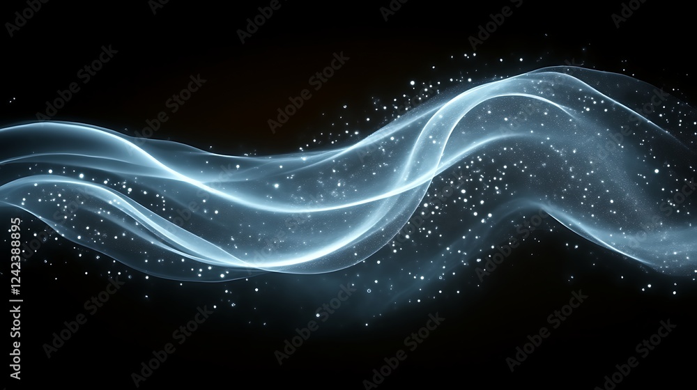 Abstract Blue Wave with Sparkling Dust Particles Abstract Blue Wave with Sparkling Dust Particles