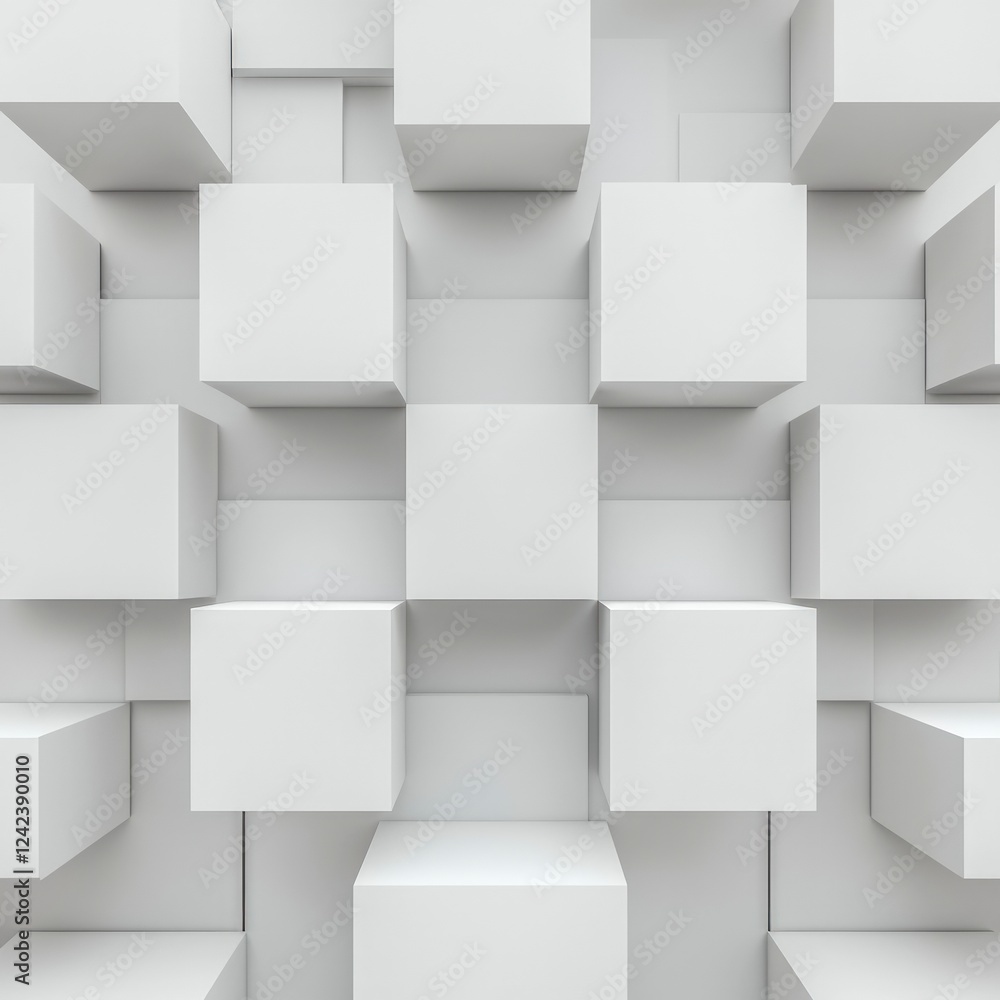 Obraz premium Abstract White Cube Background Modern Geometric Design 3D Render