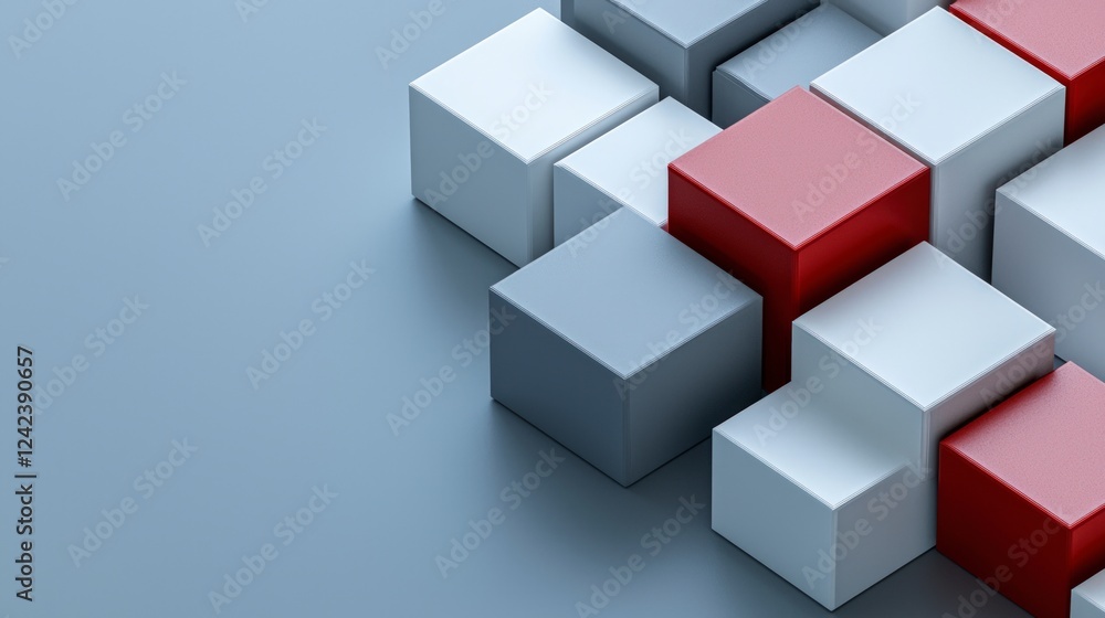 Abstract Red Gray Cubes Modern 3D Geometric Background Abstract Red Gray Cubes Modern 3D Geometric Background