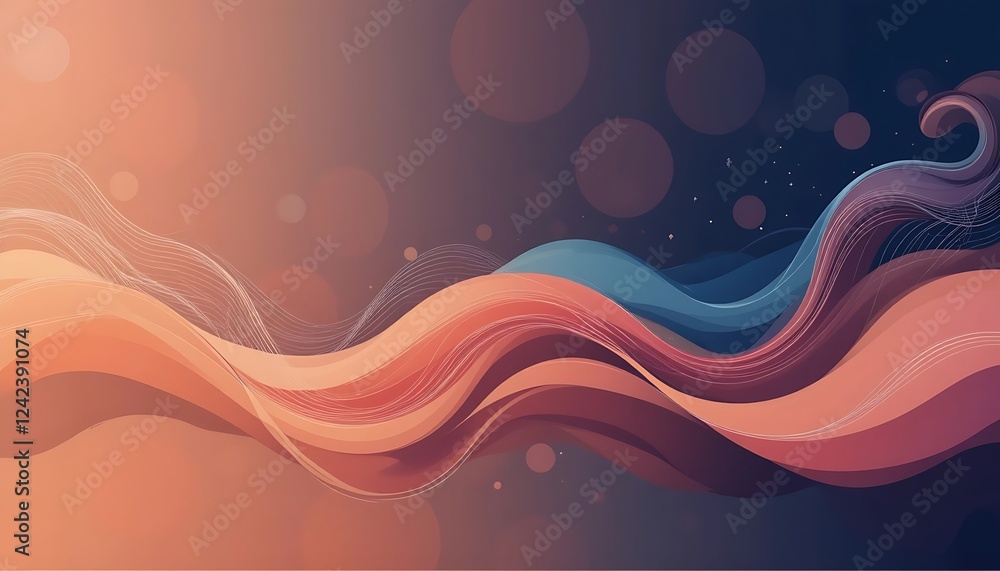 Abstract swirling waves design with bokeh background Abstract swirling waves design with bokeh background