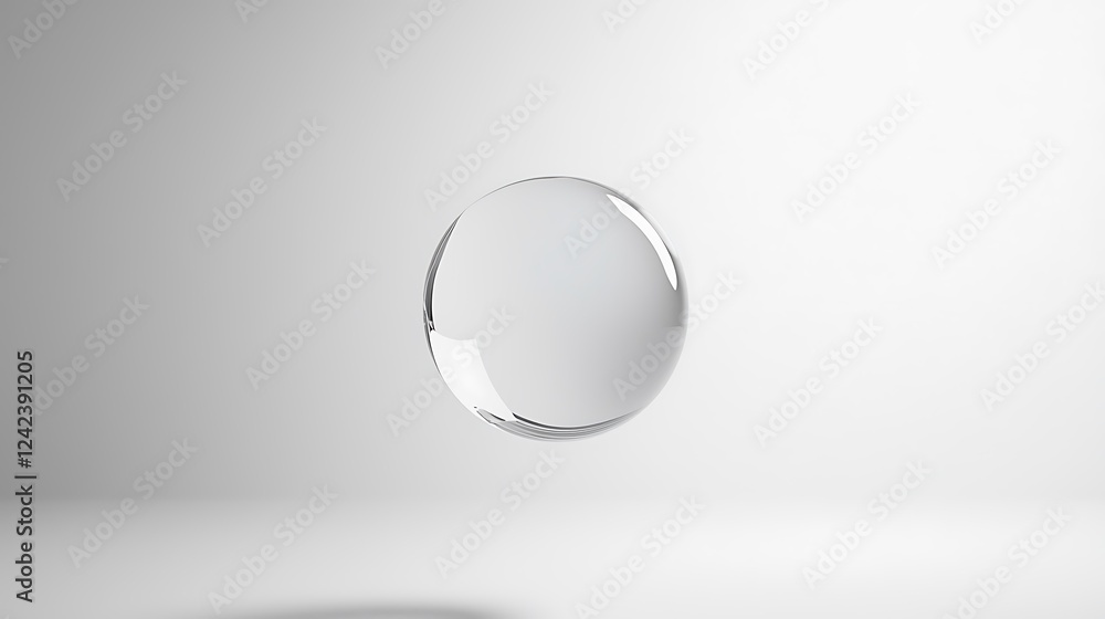A clear sphere is floating in a white background A clear sphere is floating in a white background