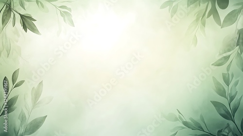 Green leaves frame, sunlit background, nature
