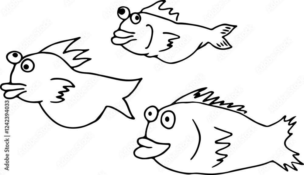 Fototapeta premium three happy fish swim next to each other