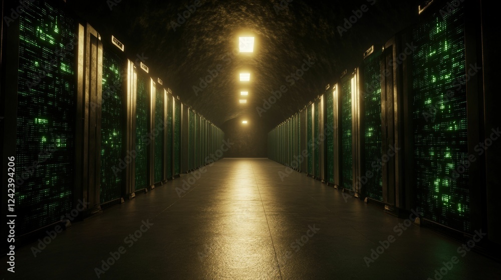 Fototapeta premium Cyberwarfare facility operations nationstate digital infrastructure controlled environment strategic viewpoint security concept