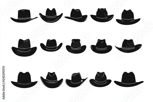 Collection of Stylish Cowboy Hats - Vector Illustration