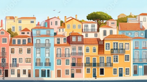 Colorful buildings, cityscape, town, houses, architecture, panorama.
