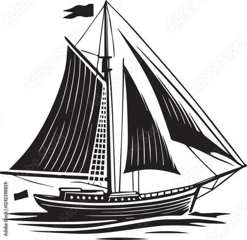 black sailboat logo, sailboat vector illustration, black sailboat vector, sailboat silhouette vector black and white 