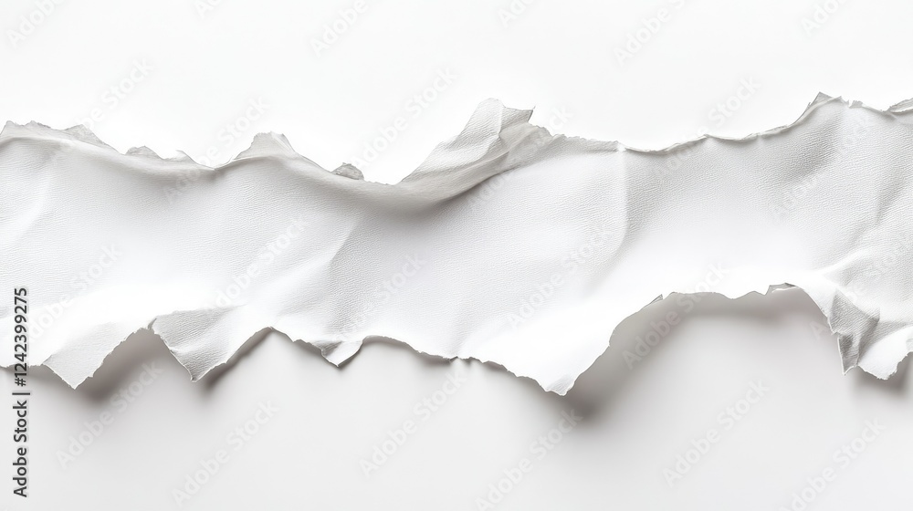Textured White Torn Paper Strip on Clean Background for Creative Design, Backgrounds, and Stylish Collages in Modern Graphic Art Projects Textured White Torn Paper Strip on Clean Background for Creative Design, Backgrounds, and Stylish Collages in Modern Graphic Art Projects