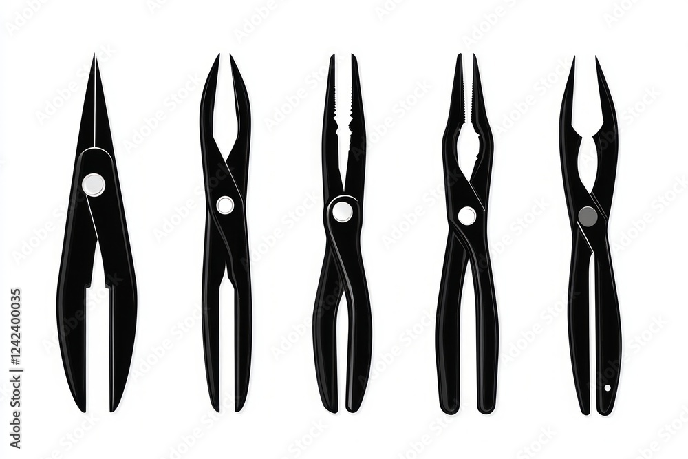 Collection of Professional Black Pliers: A Versatile Set for Industrial Applications Collection of Professional Black Pliers: A Versatile Set for Industrial Applications