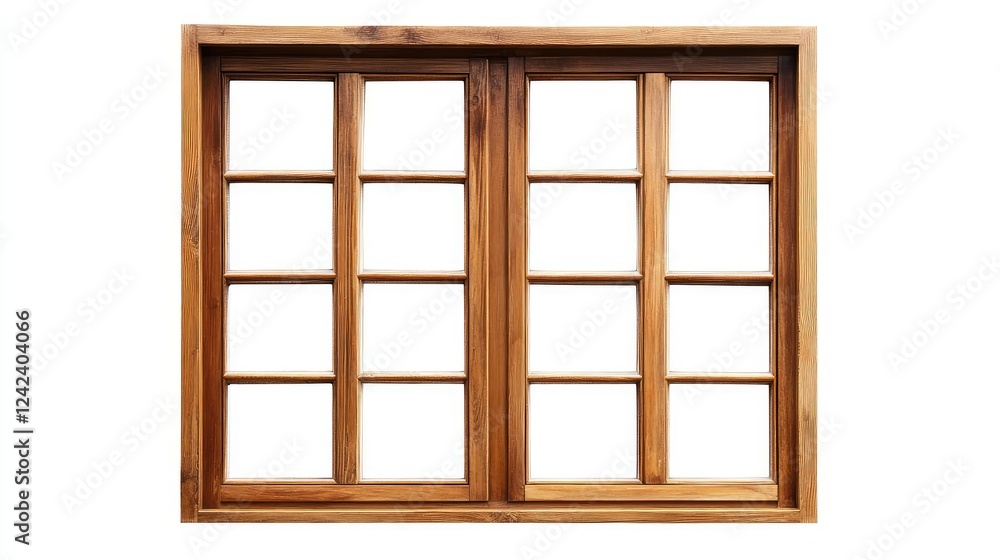 Charming Wooden Window with Grids Perfect for Natural Light and Scenic Views, Ideal for Home Renovation or Design Projects Featuring Rustic Aesthetics Charming Wooden Window with Grids Perfect for Natural Light and Scenic Views, Ideal for Home Renovation or Design Projects Featuring Rustic Aesthetics
