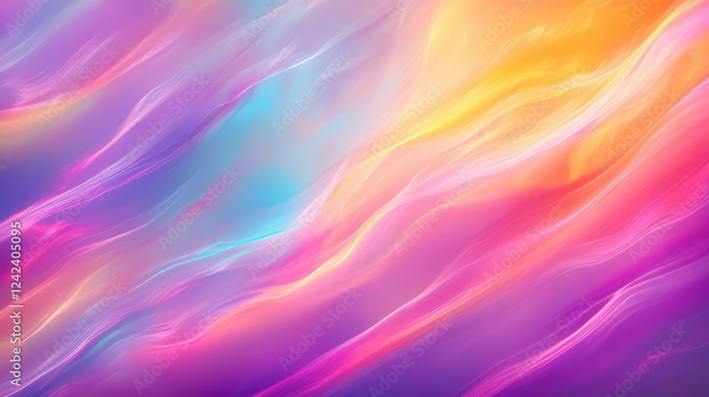 Obraz premium Vibrant Abstract Background with Soft Flowing Lines in a Gradient of Pink, Purple, Orange, and Blue Tones for Creative Design Projects and Visual Aesthetics