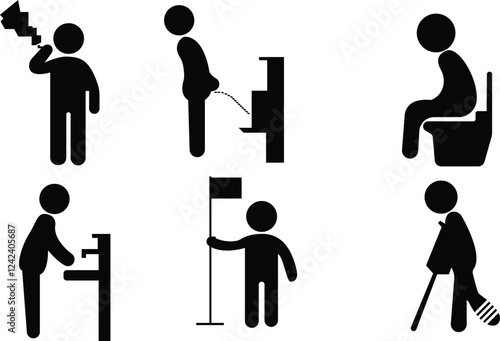 Man and woman toilet signs,Men performing different works