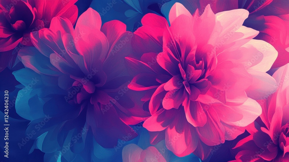 Obraz premium Vibrant Pink and Blue Flowers Close Up