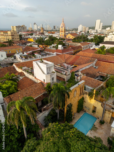 Cartagena Historic City Streets And Bright Rooftops photo